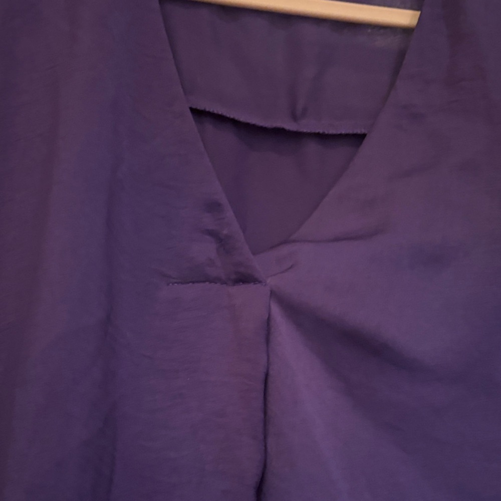 Glam Rich Purple V-Neck Blouse - Picture 3 of 6